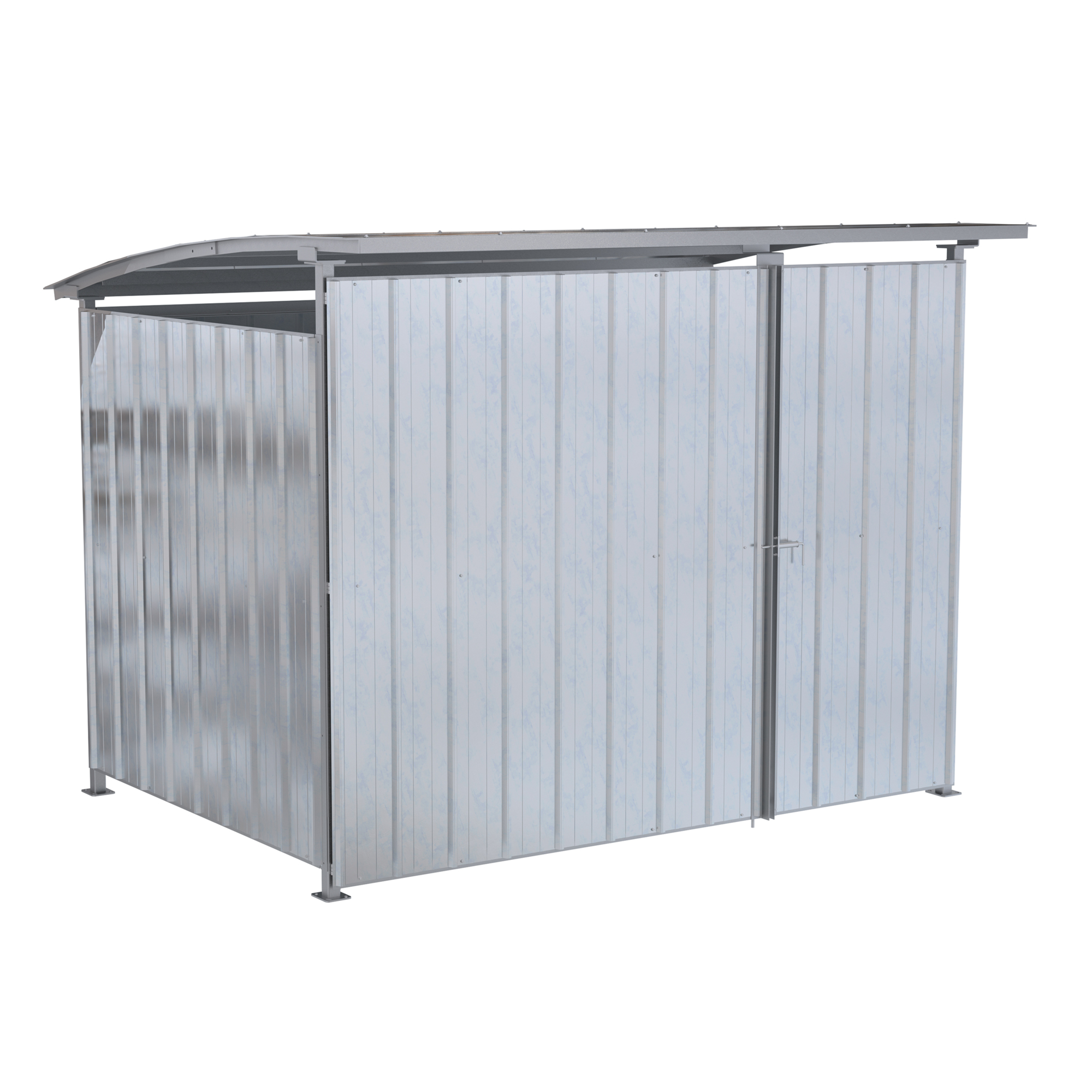 Vestil Multi-Duty Steel Storage Shed with Front Doors - 10ft. x 7.958ft., Galvanized, Model# MDS-96-DR-HDG